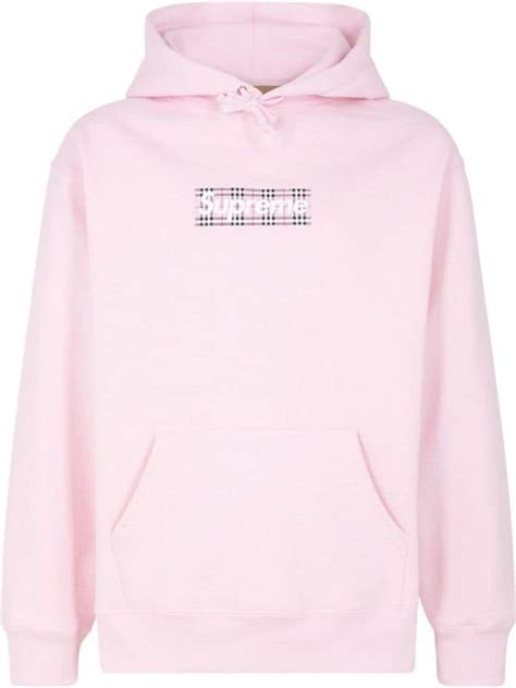 supreme burberry hoodie pink.